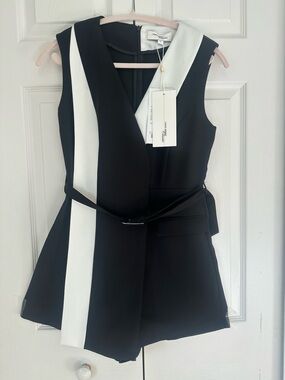 Vero Moda Black and White Sleeveless Belted Wrap Dress, EU S or US 0-4size
